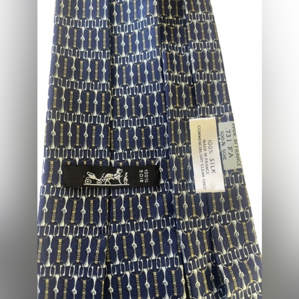 HERMES Patterned 100% silk tie - Picture 4 of 6